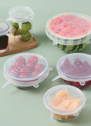 6Pcs Food Silicone Cover Fresh-keeping Dish Stretchy Lid Cap Reusable Wrap Organization Storage Tool Kitchen Accessories 6PCS Silicone Stretch Lids