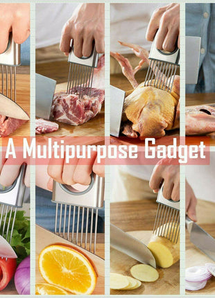 Onion Holder Slicer Vegetable Tools Tomato Cutter Stainless Steel Kitchen Gadget