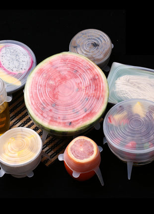 6Pcs Food Silicone Cover Fresh-keeping Dish Stretchy Lid Cap Reusable Wrap Organization Storage Tool Kitchen Accessories 6PCS Silicone Stretch Lids