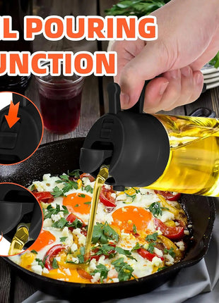 470ml Oil Spray Pot 2 In 1 Glass Household Kitchen Oil Bottle Atomized Edible Oil Spray Pour Dual-purpose