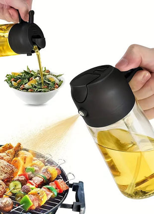 470ml Oil Spray Pot 2 In 1 Glass Household Kitchen Oil Bottle Atomized Edible Oil Spray Pour Dual-purpose