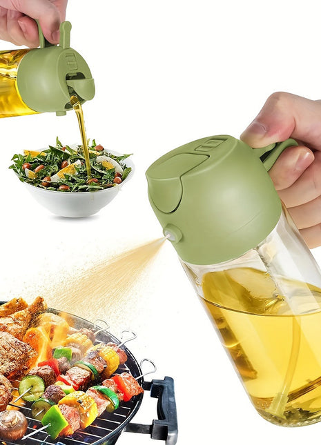 470ml Oil Spray Pot 2 In 1 Glass Household Kitchen Oil Bottle Atomized Edible Oil Spray Pour Dual-purpose