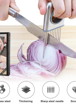 Onion Holder Slicer Vegetable Tools Tomato Cutter Stainless Steel Kitchen Gadget