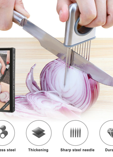 Onion Holder Slicer Vegetable Tools Tomato Cutter Stainless Steel Kitchen Gadget